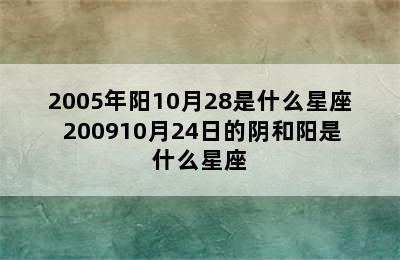 2005年阳10月28是什么星座 200910月24日的阴和阳是什么星座